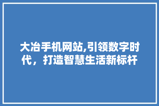 大冶手机网站,引领数字时代，打造智慧生活新标杆