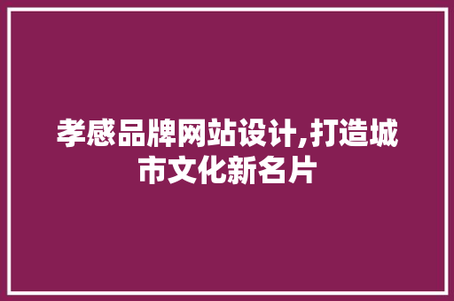 孝感品牌网站设计,打造城市文化新名片