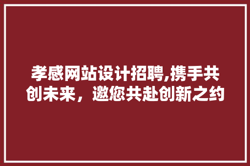 孝感网站设计招聘,携手共创未来，邀您共赴创新之约