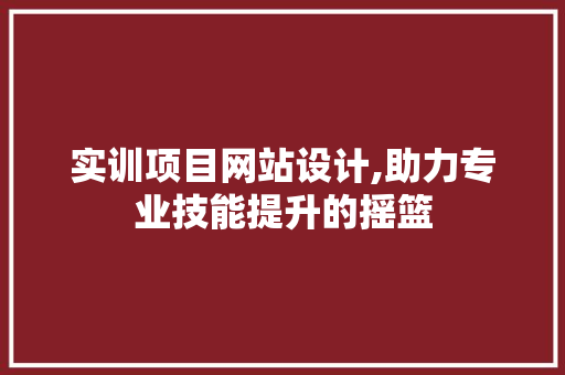 实训项目网站设计,助力专业技能提升的摇篮