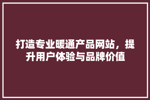 打造专业暖通产品网站，提升用户体验与品牌价值