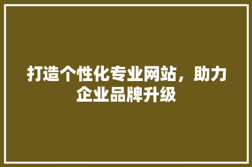 打造个性化专业网站，助力企业品牌升级