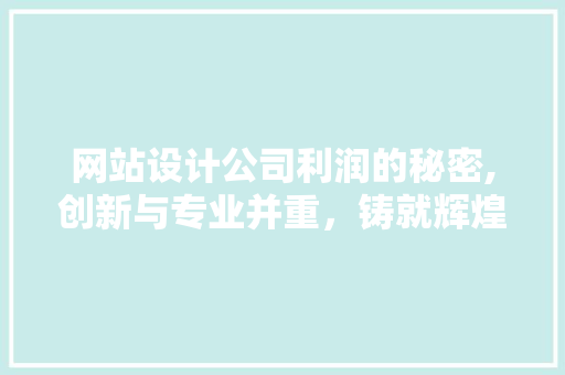 网站设计公司利润的秘密,创新与专业并重，铸就辉煌业绩