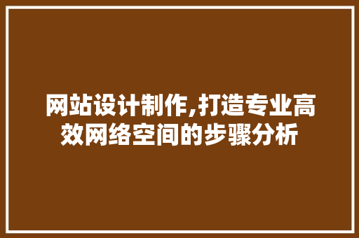 网站设计制作,打造专业高效网络空间的步骤分析