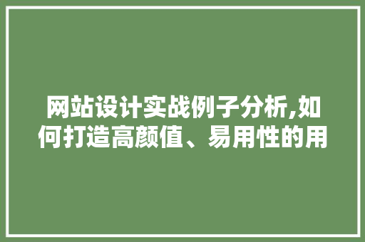 网站设计实战例子分析,如何打造高颜值、易用性的用户体验