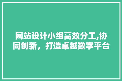 网站设计小组高效分工,协同创新，打造卓越数字平台