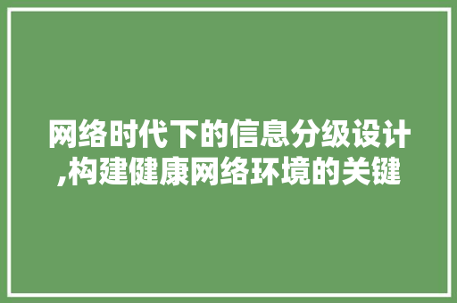 网络时代下的信息分级设计,构建健康网络环境的关键