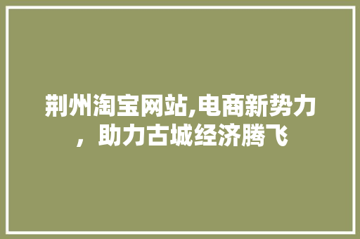 荆州淘宝网站,电商新势力，助力古城经济腾飞