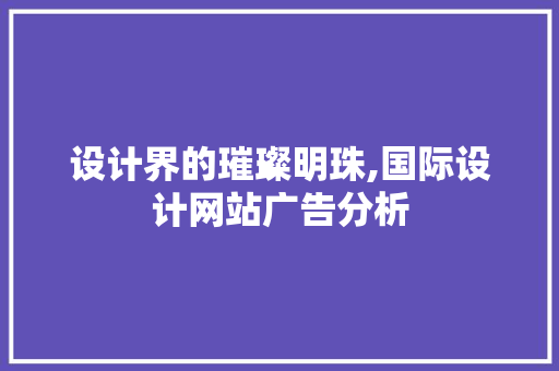 设计界的璀璨明珠,国际设计网站广告分析