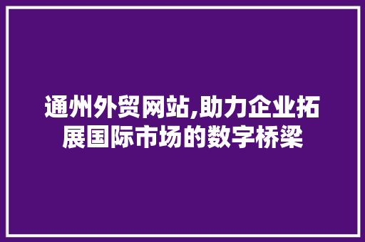 通州外贸网站,助力企业拓展国际市场的数字桥梁