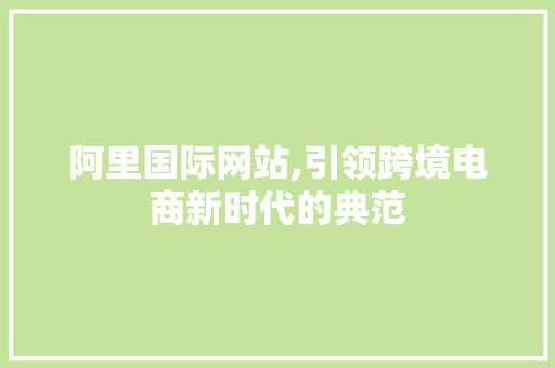 阿里国际网站,引领跨境电商新时代的典范