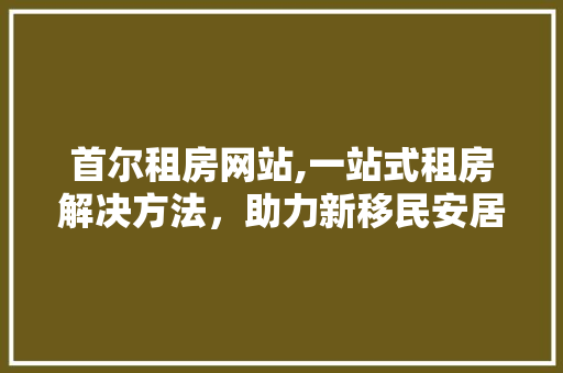 首尔租房网站,一站式租房解决方法，助力新移民安居乐业