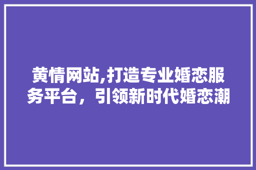 黄情网站,打造专业婚恋服务平台，引领新时代婚恋潮流