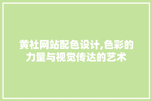 黄社网站配色设计,色彩的力量与视觉传达的艺术