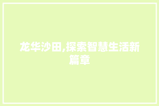 龙华沙田,探索智慧生活新篇章