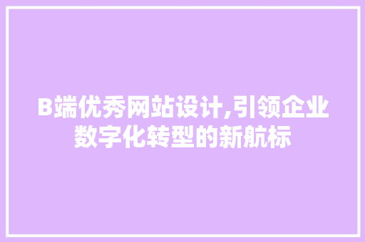 B端优秀网站设计,引领企业数字化转型的新航标