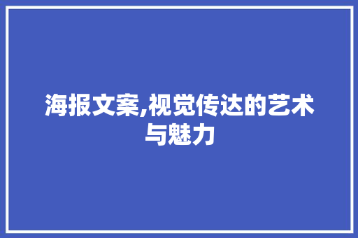 海报文案,视觉传达的艺术与魅力