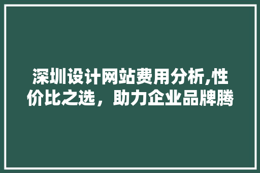 深圳设计网站费用分析,性价比之选，助力企业品牌腾飞