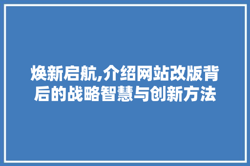 焕新启航,介绍网站改版背后的战略智慧与创新方法