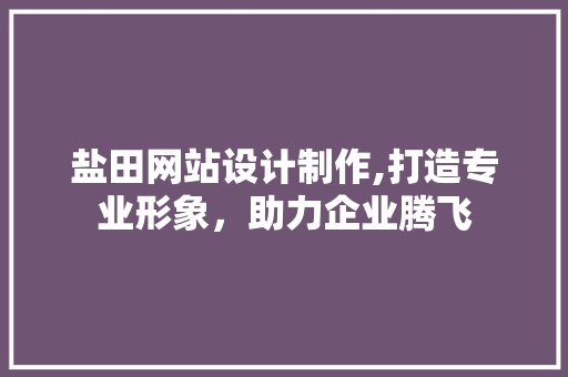 盐田网站设计制作,打造专业形象，助力企业腾飞