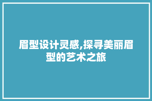 眉型设计灵感,探寻美丽眉型的艺术之旅