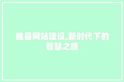 睢县网站建设,新时代下的智慧之旅