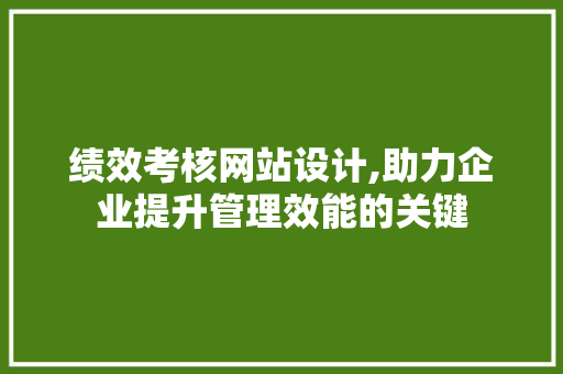 绩效考核网站设计,助力企业提升管理效能的关键