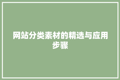 网站分类素材的精选与应用步骤