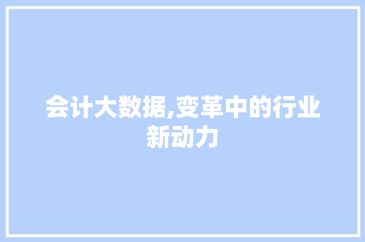 会计大数据,变革中的行业新动力