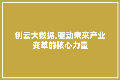 创云大数据,驱动未来产业变革的核心力量