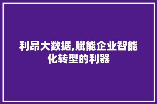 利昂大数据,赋能企业智能化转型的利器