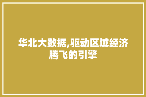 华北大数据,驱动区域经济腾飞的引擎