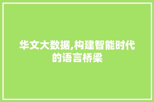 华文大数据,构建智能时代的语言桥梁