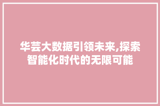 华芸大数据引领未来,探索智能化时代的无限可能