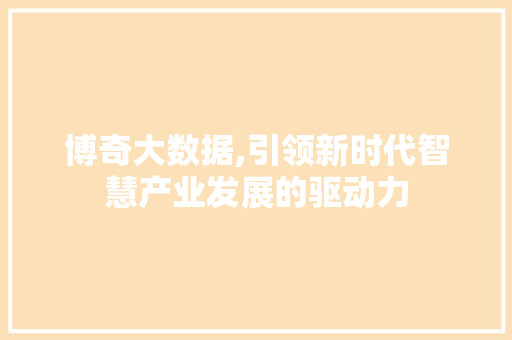 博奇大数据,引领新时代智慧产业发展的驱动力