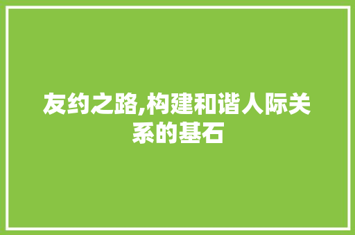 友约之路,构建和谐人际关系的基石