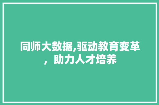 同师大数据,驱动教育变革，助力人才培养