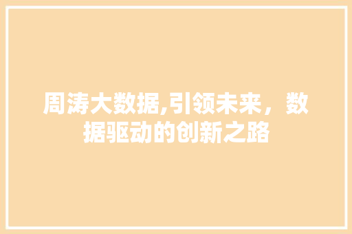 周涛大数据,引领未来，数据驱动的创新之路