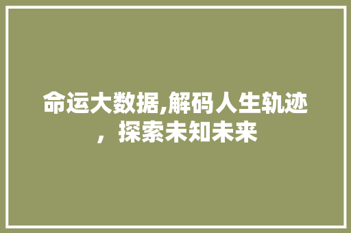 命运大数据,解码人生轨迹，探索未知未来