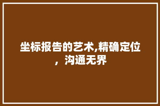 坐标报告的艺术,精确定位，沟通无界