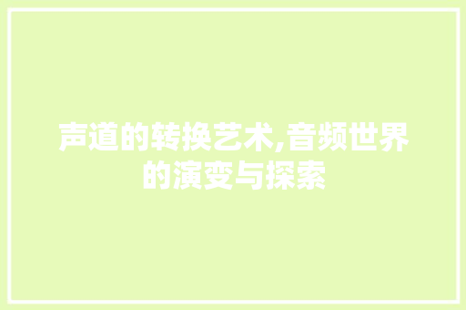 声道的转换艺术,音频世界的演变与探索