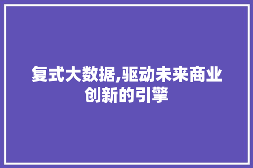 复式大数据,驱动未来商业创新的引擎