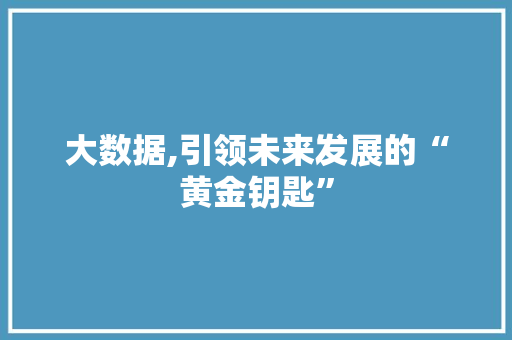 大数据,引领未来发展的“黄金钥匙”