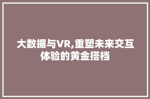 大数据与VR,重塑未来交互体验的黄金搭档