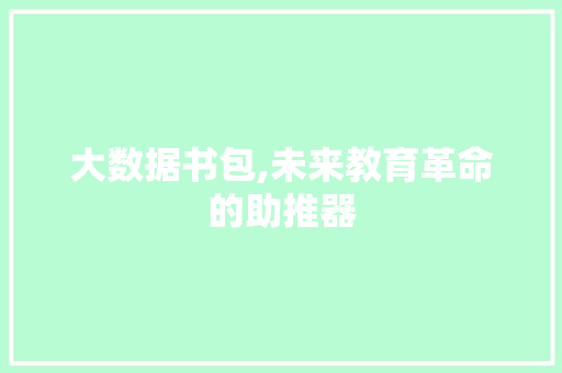 大数据书包,未来教育革命的助推器