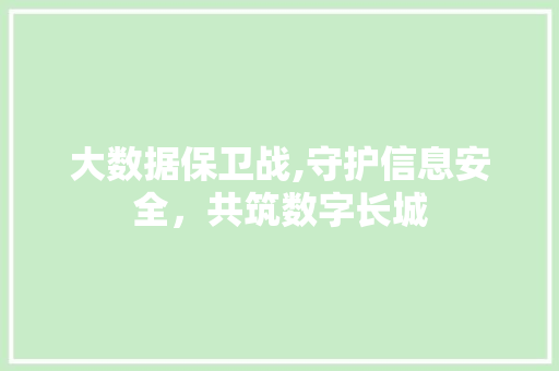 大数据保卫战,守护信息安全，共筑数字长城