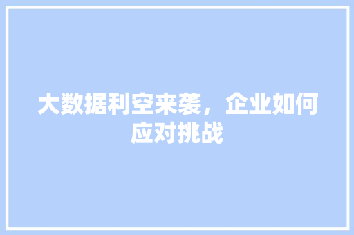 大数据利空来袭，企业如何应对挑战