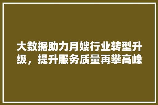 大数据助力月嫂行业转型升级，提升服务质量再攀高峰