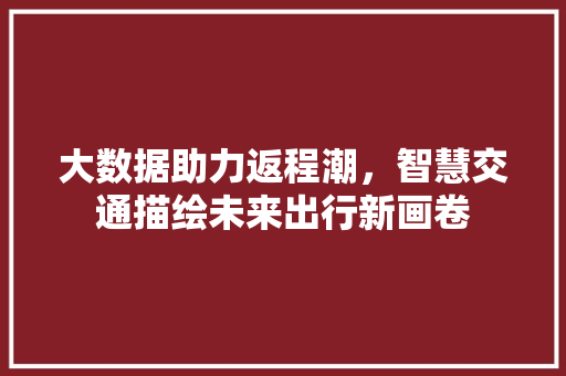 大数据助力返程潮，智慧交通描绘未来出行新画卷