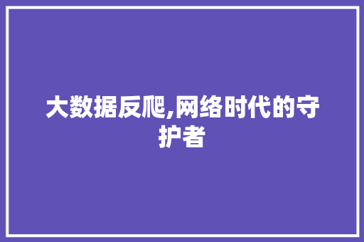 大数据反爬,网络时代的守护者